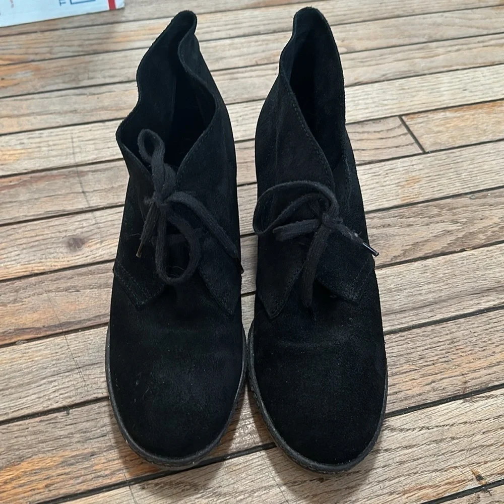 J crew Macalister black suede wedge booties size 10